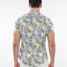 ST33LE (Steele) SUM25 ST 9321 Slate/Yellow Blossoms Printed Cotton Knit Shirt