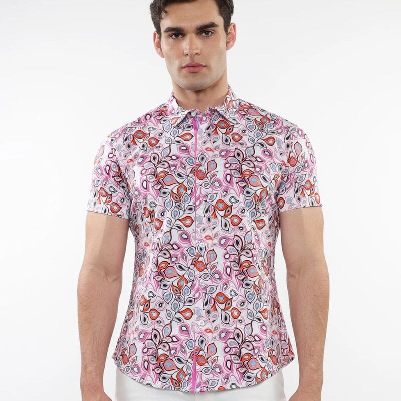 ST33LE (Steele) SUM25 ST 9322 Fuchsia/Pink Fauna Printed Knit Shirt