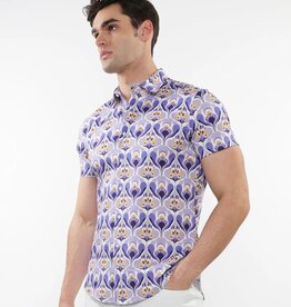 ST33LE (Steele) SUM25 ST 9324 Purple/Gold Floral Printed Knit Shirt
