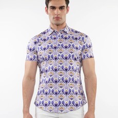 ST33LE (Steele) SUM25 ST 9324 Purple/Gold Floral Printed Knit Shirt