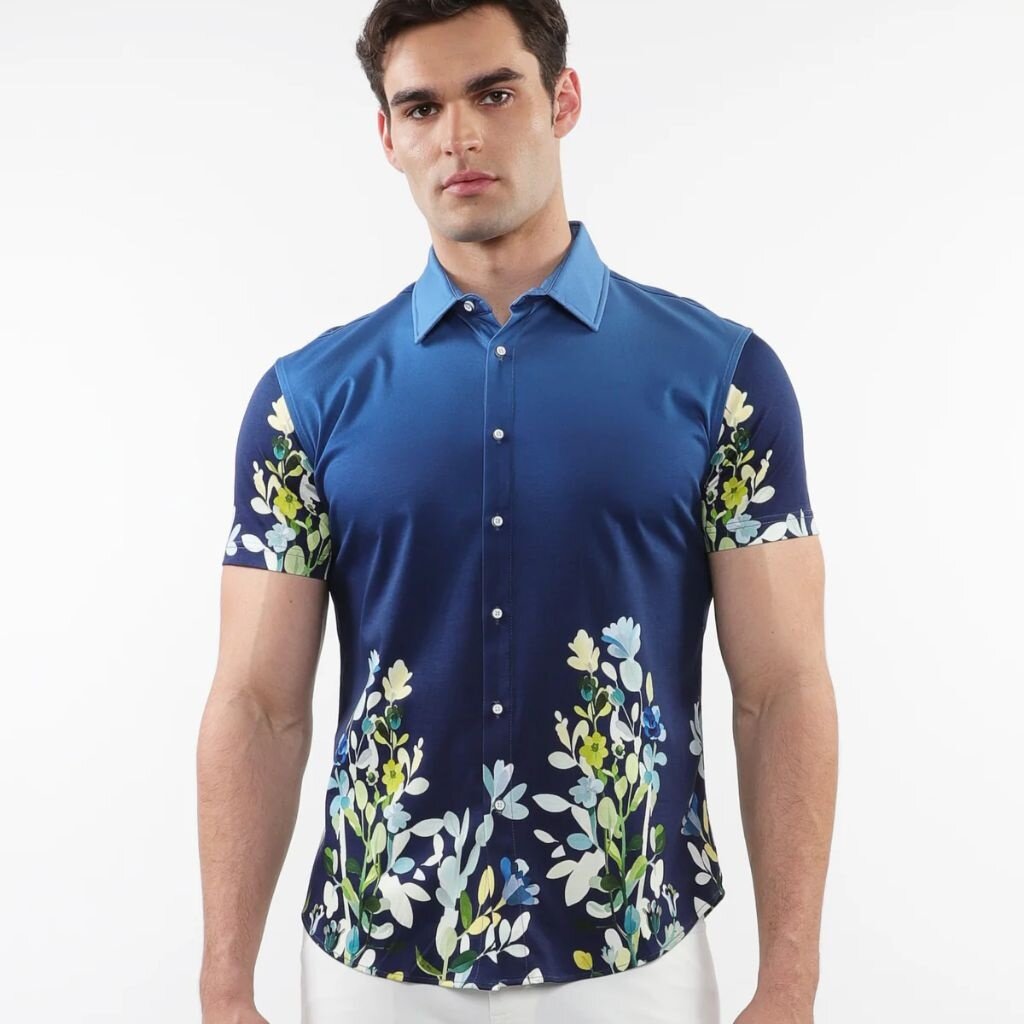 ST33LE (Steele) SUM25 ST 9316 Marine/Gradient Floral Print Knit Shirt