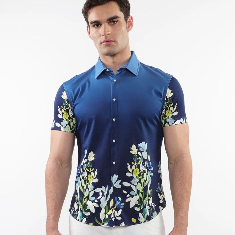 ST33LE (Steele) SUM25 ST 9316 Marine/Gradient Floral Print Knit Shirt