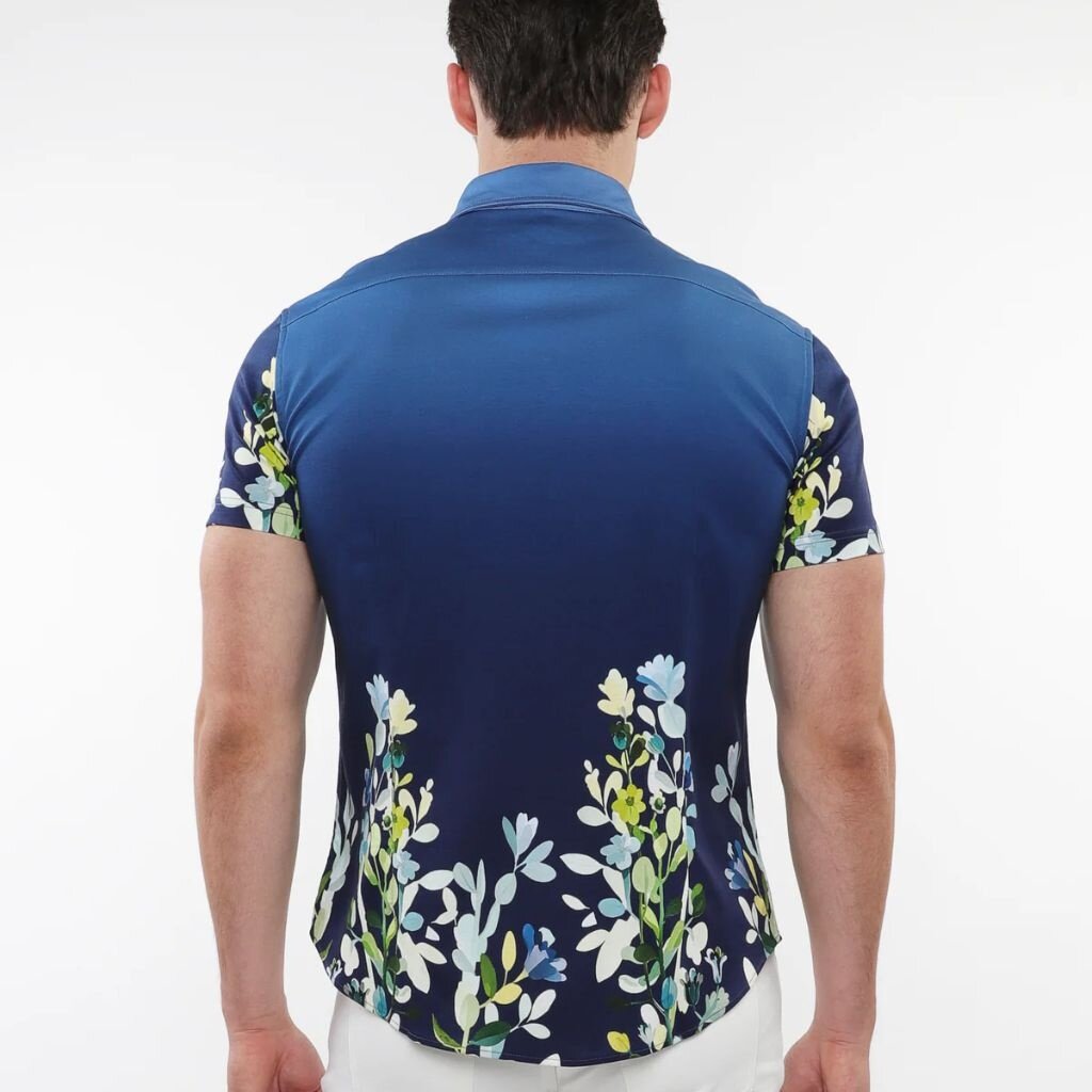 ST33LE (Steele) SUM25 ST 9316 Marine/Gradient Floral Print Knit Shirt