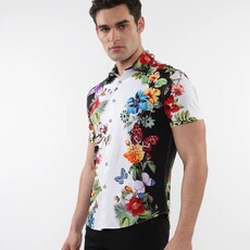 ST33LE (Steele) SUM25 ST 9317 Black/Rainbow Butterflies Print Knit Shirt