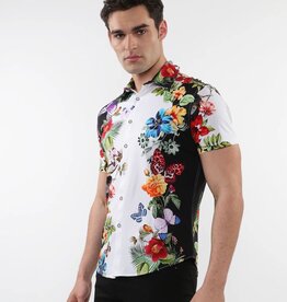 ST33LE (Steele) SUM25 ST 9317 Black/Rainbow Butterflies Print Knit Shirt