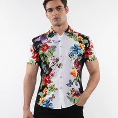 ST33LE (Steele) SUM25 ST 9317 Black/Rainbow Butterflies Print Knit Shirt