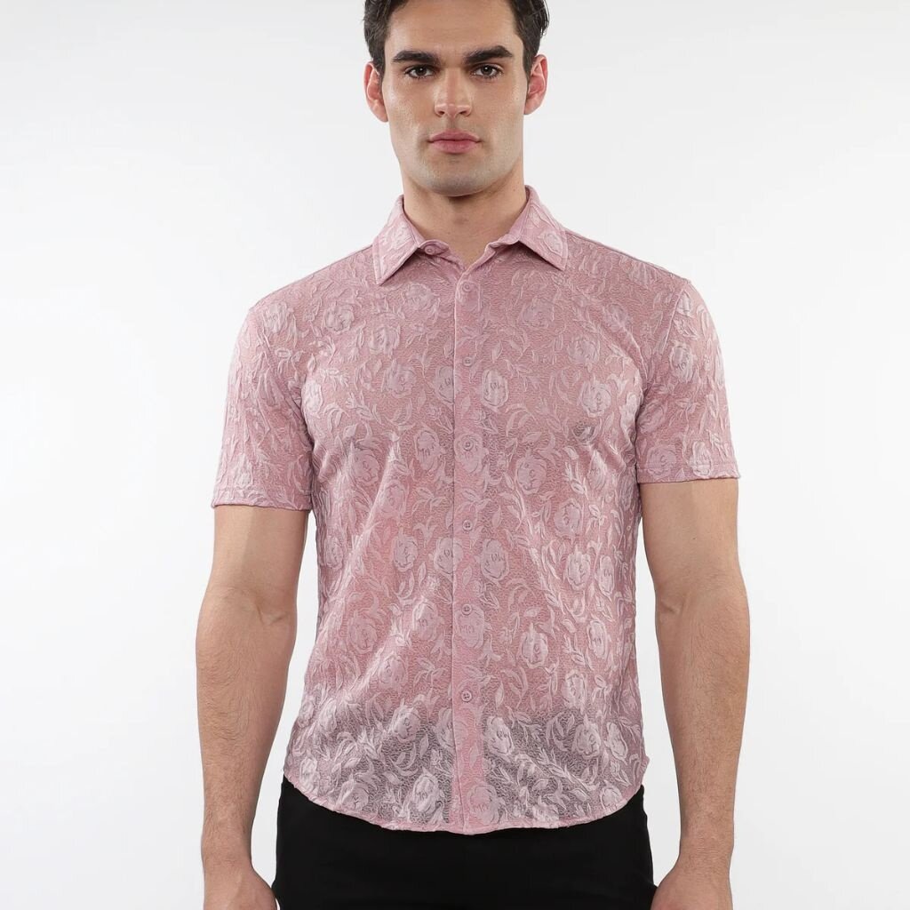 ST33LE (Steele) SUM25 ST 24056 Roses and Leaves Gossmer Shirt