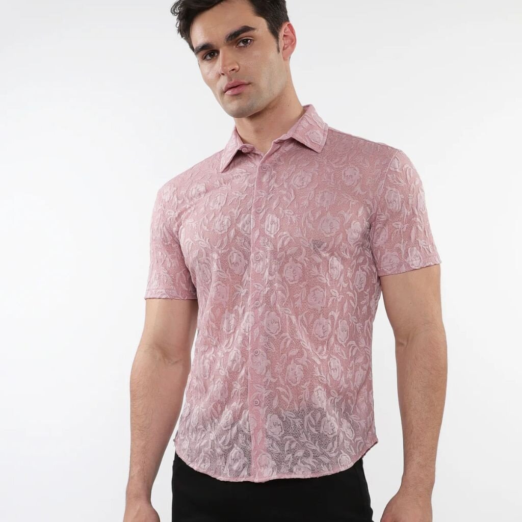 ST33LE (Steele) SUM25 ST 24056 Roses and Leaves Gossmer Shirt