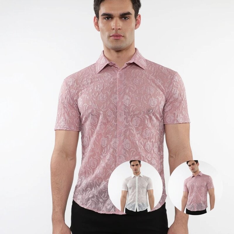ST33LE (Steele) SUM25 ST 24056 Roses and Leaves Gossmer Shirt