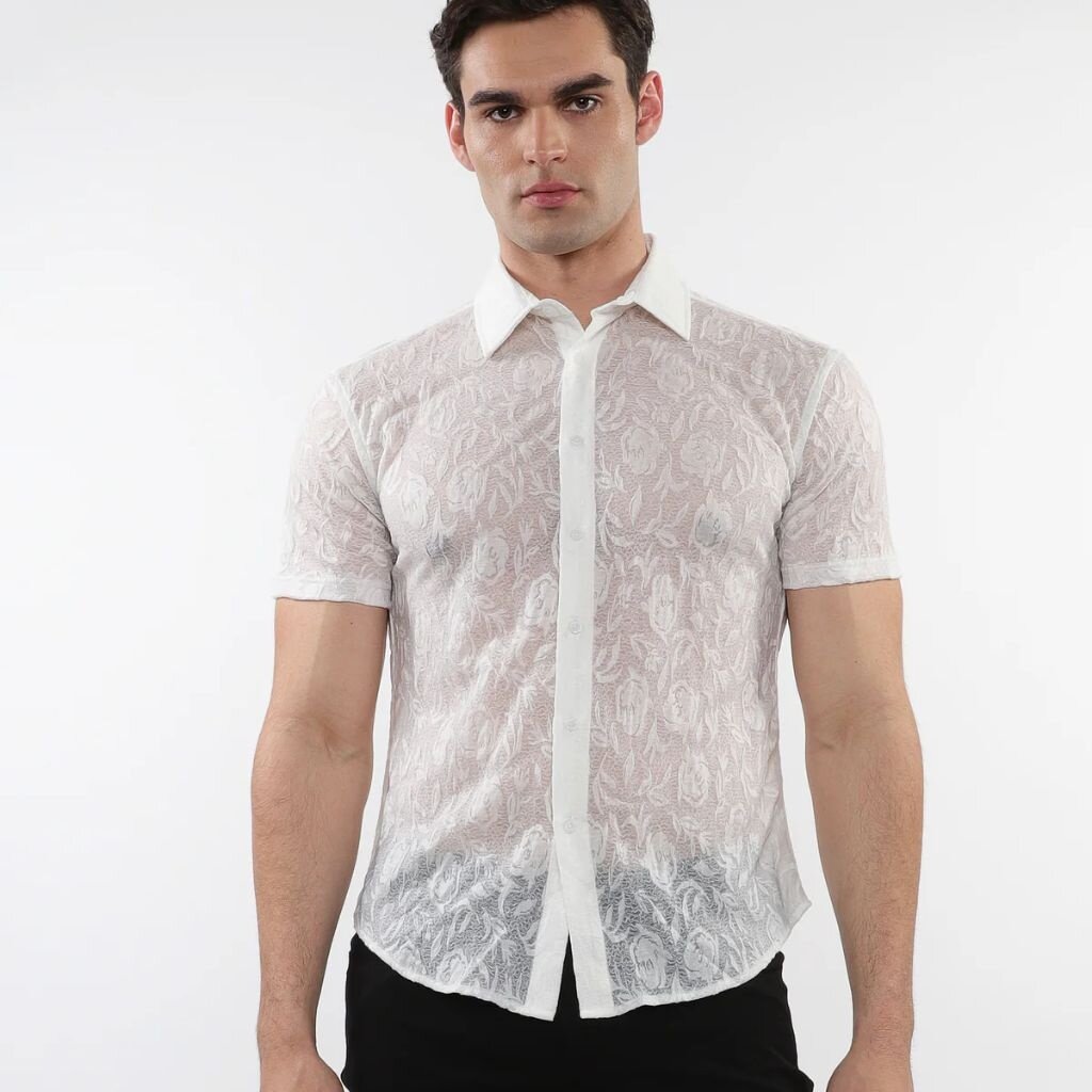 ST33LE (Steele) SUM25 ST 24056 Roses and Leaves Gossmer Shirt