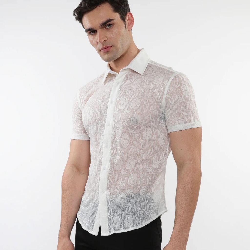 ST33LE (Steele) SUM25 ST 24056 Roses and Leaves Gossmer Shirt