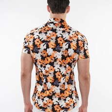 ST33LE (Steele) SUM25 ST 9310 Gray/Orange Floral Printed Knit Shirt