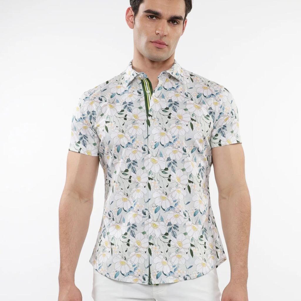 ST33LE (Steele) SUM25 ST 9312 Willow/Laurel Floral Printed Knit Shirt