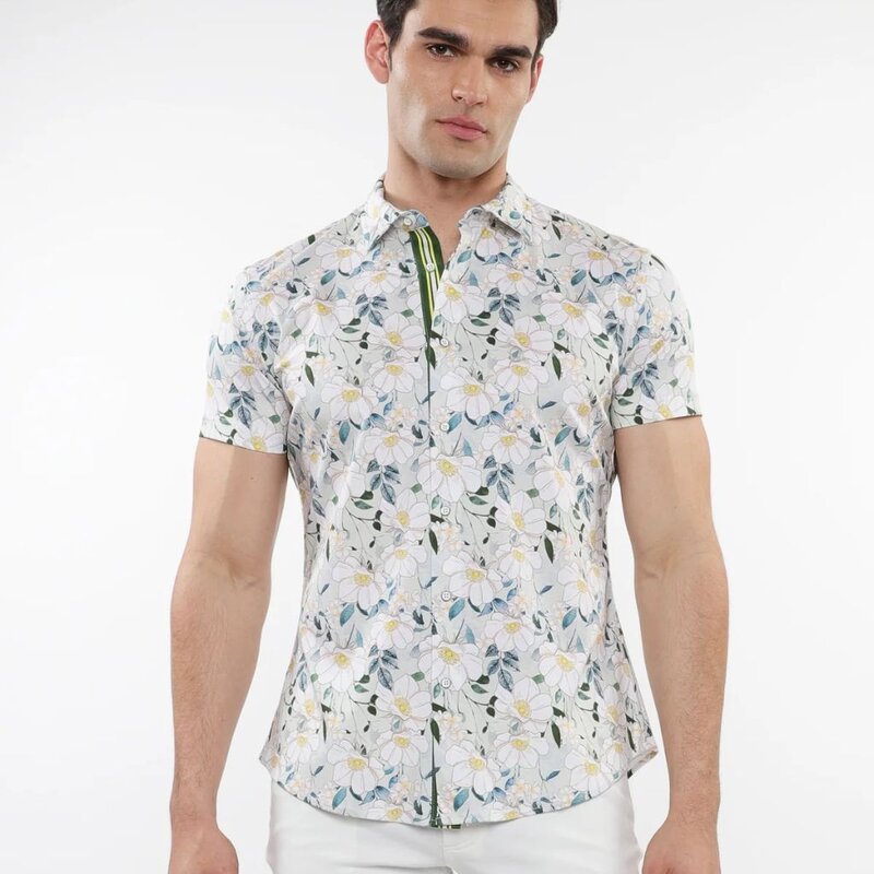 ST33LE (Steele) SUM25 ST 9312 Willow/Laurel Floral Printed Knit Shirt