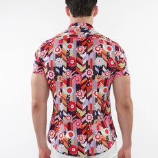 ST33LE (Steele) SUM25 ST 9313 Berry/Multi Abstract Printed Knit Shirt