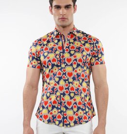 ST33LE (Steele) SUM25 ST 9315 Sapphire/Persimmon Hearts Printed Knit Shirt