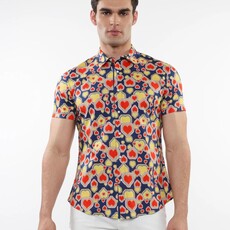 ST33LE (Steele) SUM25 ST 9315 Sapphire/Persimmon Hearts Printed Knit Shirt