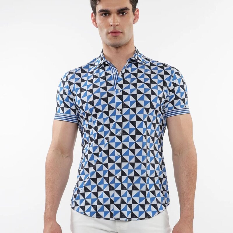 ST33LE (Steele) SUM25 ST 26021 Blue Sail/Navy Triangles Printed Performance Shirt
