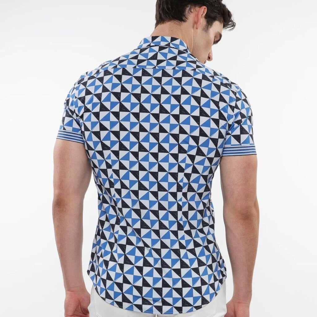 ST33LE (Steele) SUM25 ST 26021 Blue Sail/Navy Triangles Printed Performance Shirt
