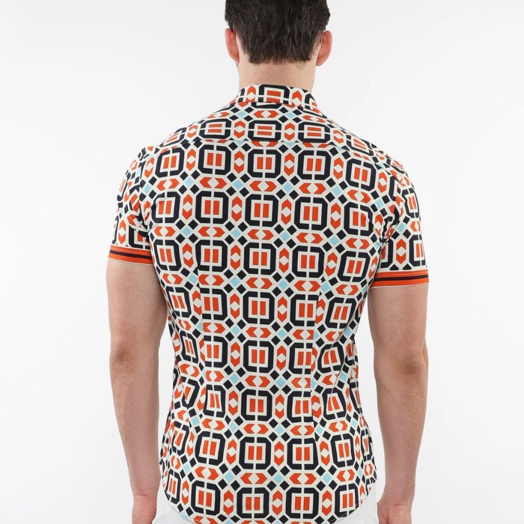 ST33LE (Steele) SUM25 ST 26023 Rust/Marine Tiles Print Performance Shirt