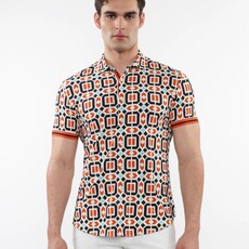 ST33LE (Steele) SUM25 ST 26023 Rust/Marine Tiles Print Performance Shirt