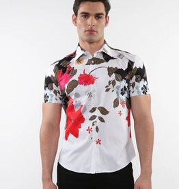 ST33LE (Steele) SUM25 ST 9319 Black/Red Floral Printed Knit Shirt