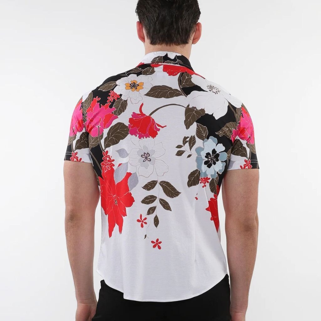 ST33LE (Steele) SUM25 ST 9319 Black/Red Floral Printed Knit Shirt