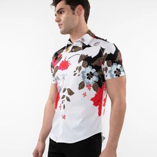 ST33LE (Steele) SUM25 ST 9319 Black/Red Floral Printed Knit Shirt