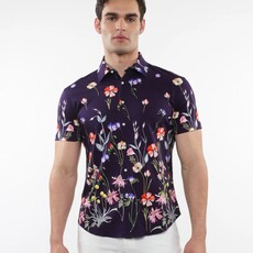 ST33LE (Steele) SUM25 ST 9320 Purple/Multi Blooms Printed Knit Shirt