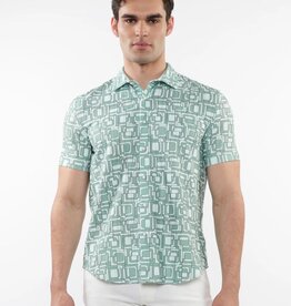 ST33LE (Steele) SUM25 ST 48064 Fern/Mint Squares Open Knit Shirt