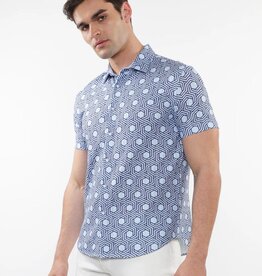 ST33LE (Steele) SUM25 ST 48068 Navy/Cloud Hex Open Knit Shirt