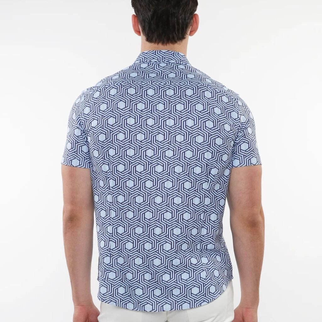 ST33LE (Steele) SUM25 ST 48068 Navy/Cloud Hex Open Knit Shirt