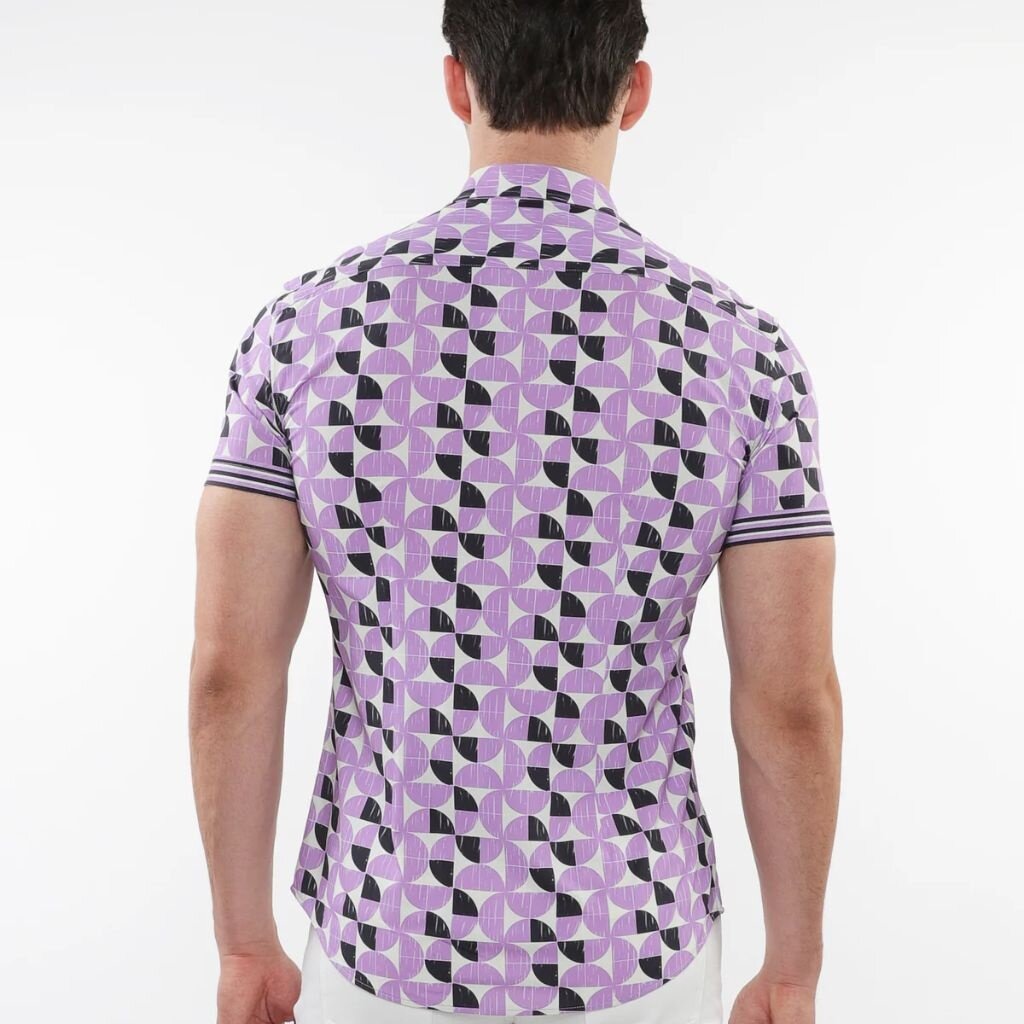 ST33LE (Steele) SUM25 ST 26020 Purple/Black Circles Printed Performance Shirt