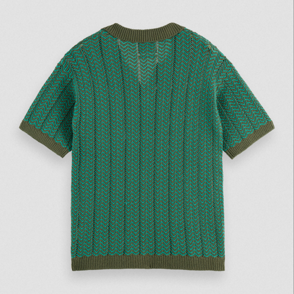 OPEN STRUCTURED KNITTED V-NECK