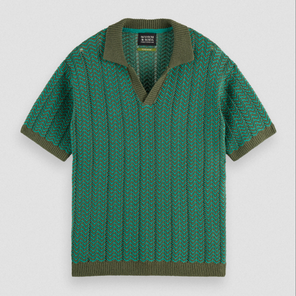 OPEN STRUCTURED KNITTED V-NECK