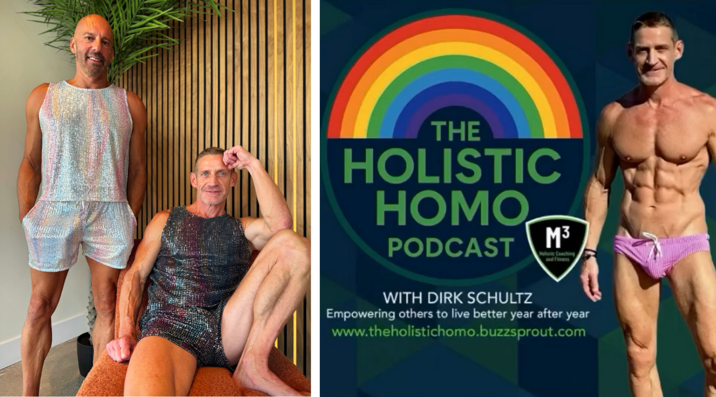 dirk and tony pose in new parke & ronen pride gear