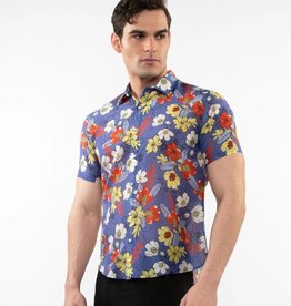 Postmarc SUM25 PM 46038 Purple/Spice Floral Cotton Silk Short Sleeve Shirt