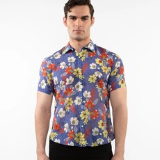 Postmarc SUM25 PM 46038 Purple/Spice Floral Cotton Silk Short Sleeve Shirt