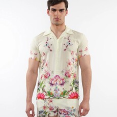 Postmarc SUM25 PM 49016 Cream/Multi Floral Print Modal Short Sleeve Shirt
