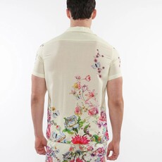 Postmarc SUM25 PM 49016 Cream/Multi Floral Print Modal Short Sleeve Shirt