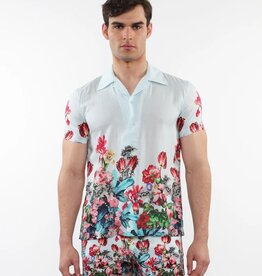 Postmarc SUM25 PM 490178 Mint/Multi Floral Print Modal Short Sleeve Shirt
