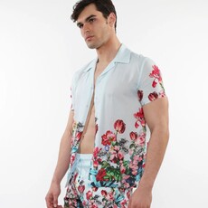 Postmarc SUM25 PM 490178 Mint/Multi Floral Print Modal Short Sleeve Shirt