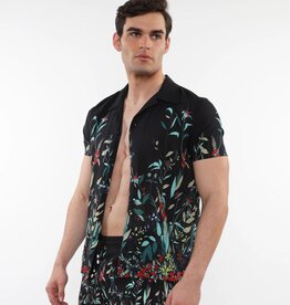 Postmarc SUM25 PM 49018 Midnight/Teal Floral Modal Short Sleeve Shirt