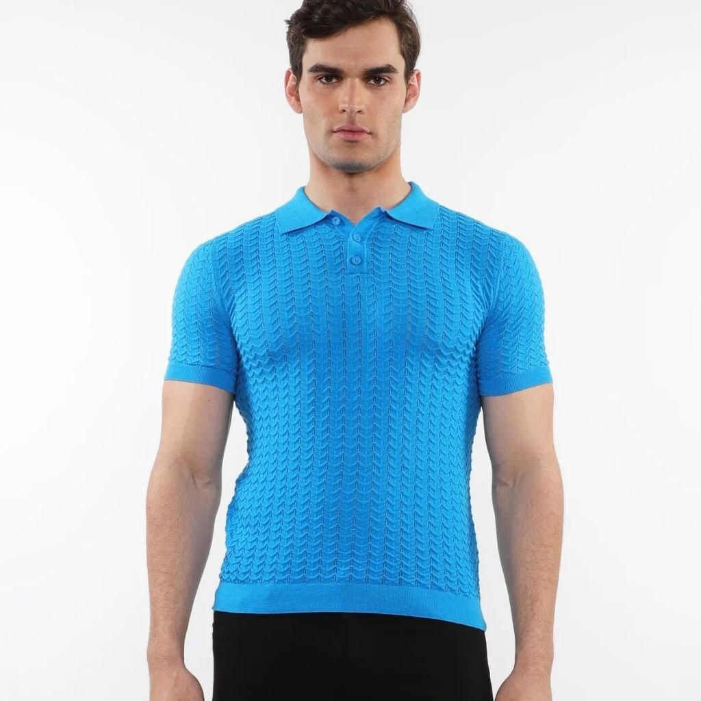 Postmarc SUM25 16236 Chevron Knit Polo