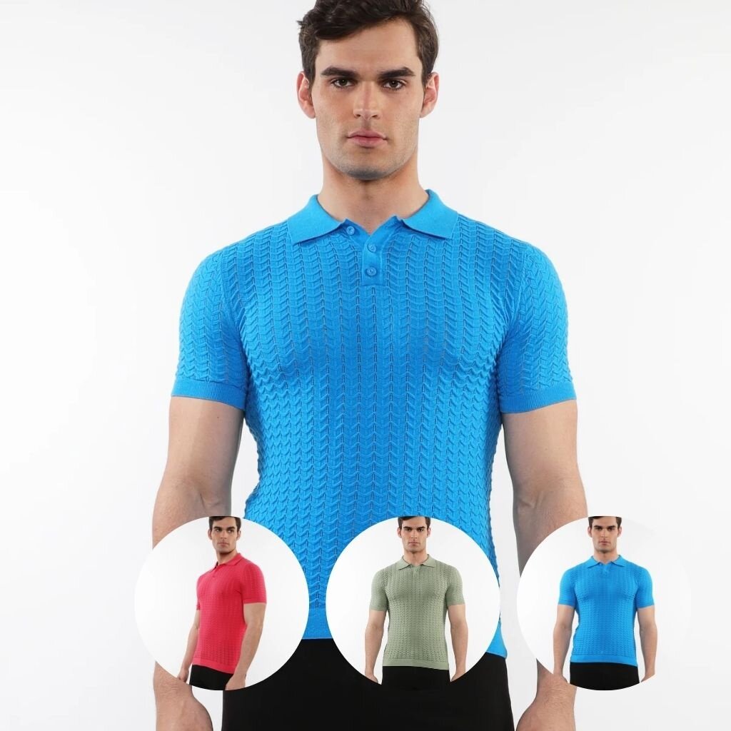 Postmarc SUM25 16236 Chevron Knit Polo