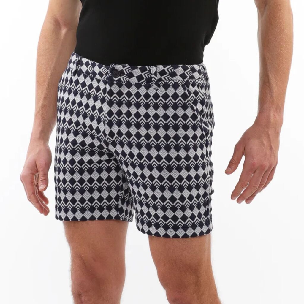 Postmarc SUM25 2537 6" Slate Grey Diamonds Jacquard Chino Short