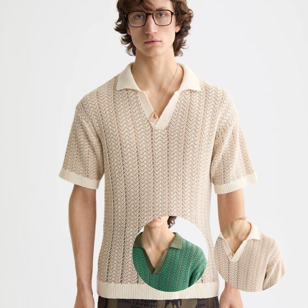 OPEN STRUCTURED KNITTED V-NECK