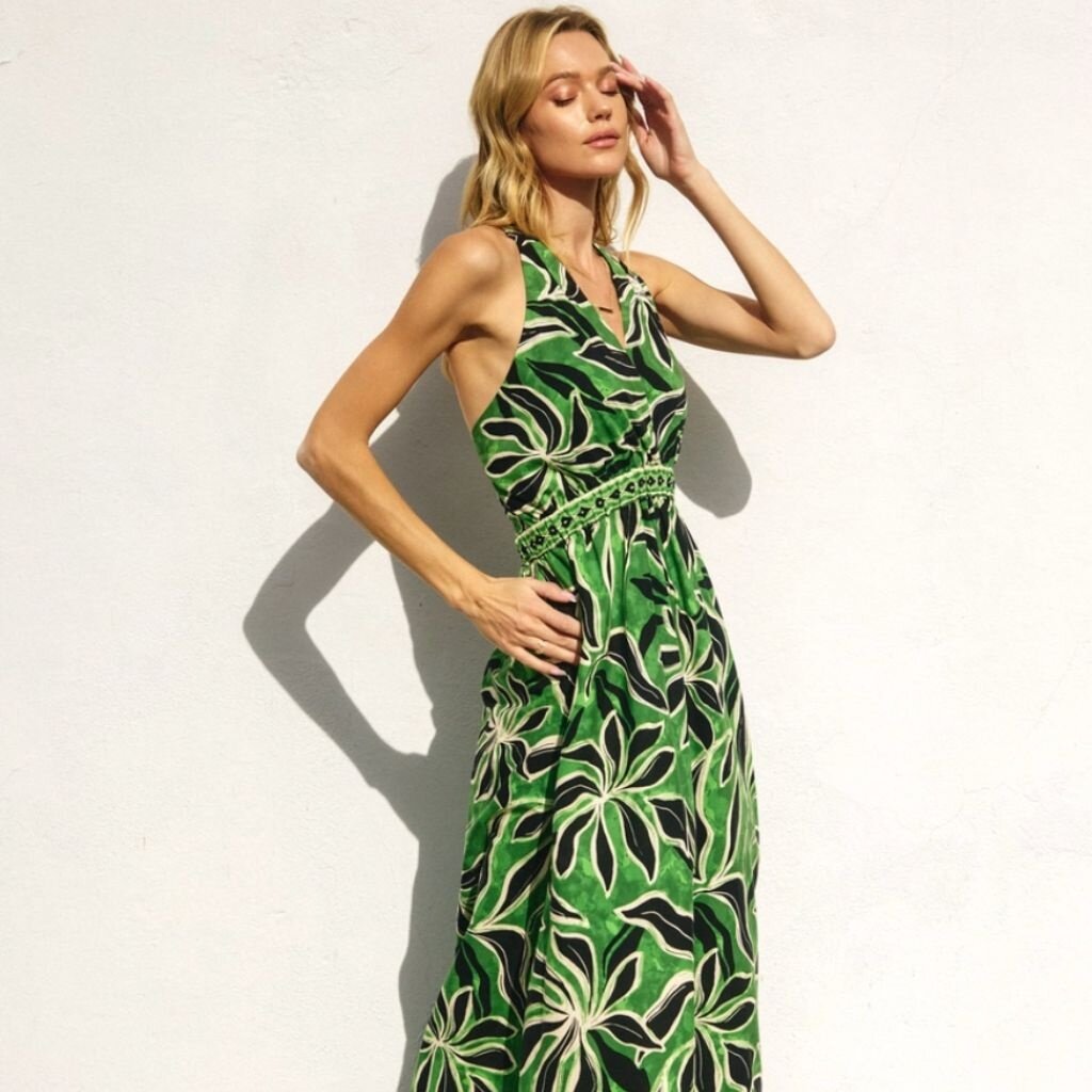 Dress Forum SUM25 Elegant Perception Crossed Back Strap Maxi Dress