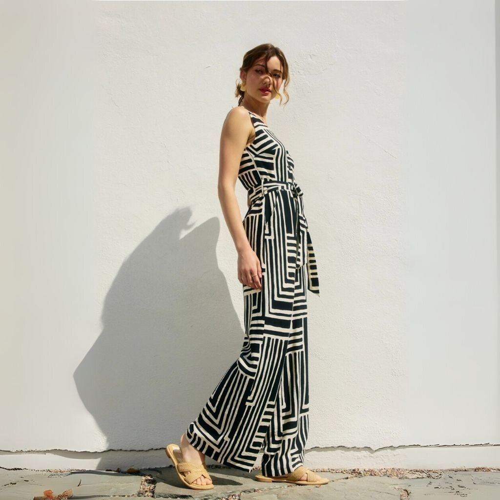 Dress Forum SUM25 Runaway Button Down Sash Belt Jumpsuit