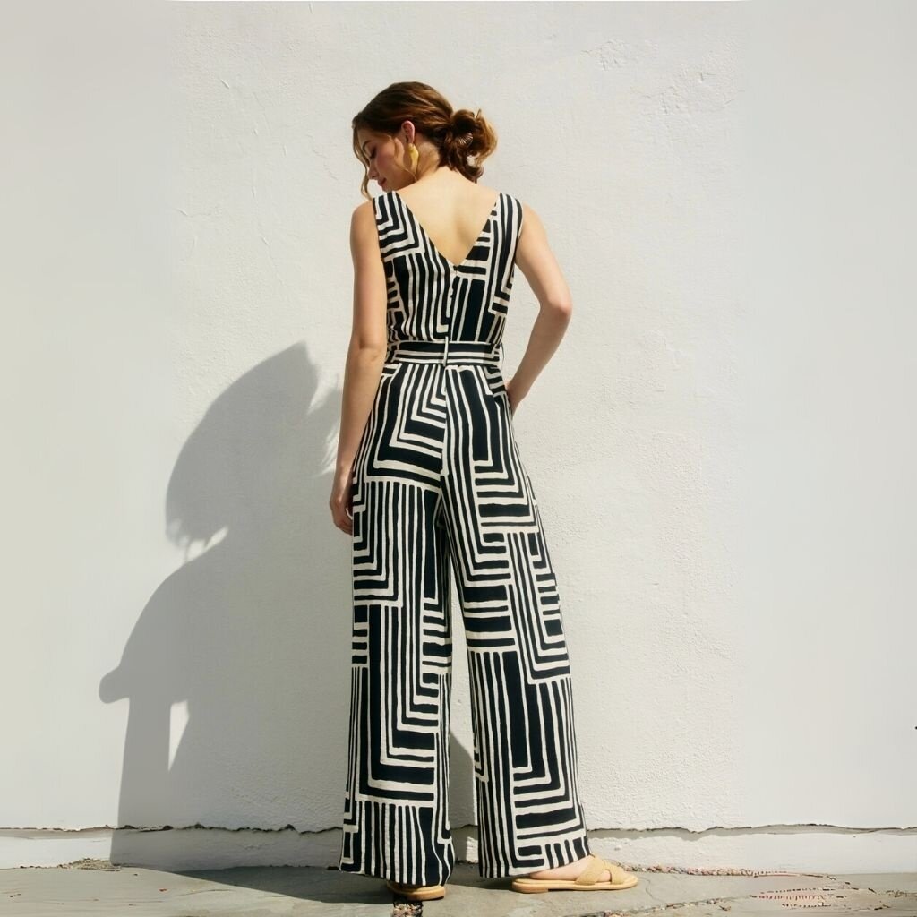 Dress Forum SUM25 Runaway Button Down Sash Belt Jumpsuit